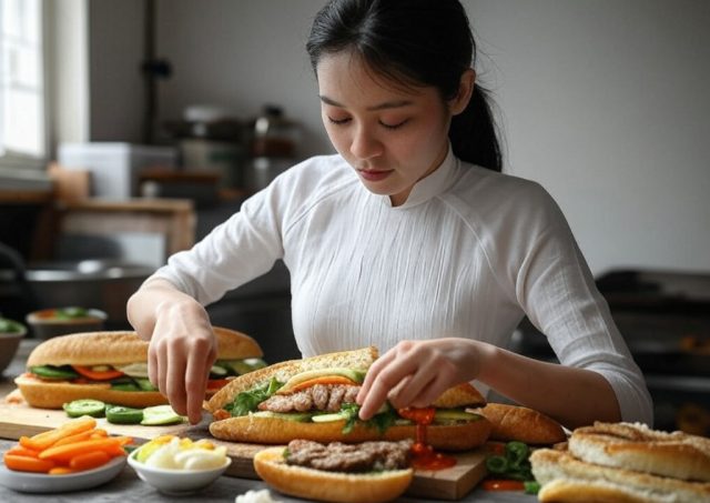 assembling banh mi