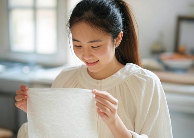 woman holding rice paper